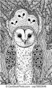 All coloring pages found here are believed to be in the public domain. Coloring Page For Adults With Owls On The Oak Tree Realistic Ink Graphic Artwork Vector Illustration Canstock