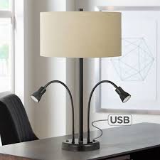 Sivana Bronze Desk Lamp With Led Reading Lights And Usb Port 10v39 Lamps Plus Bronze Desk Lamp Lamp Desk Lamp