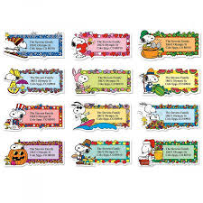 Snoopy Seasons Of Fun Diecut Return Address Labels Colorful Images