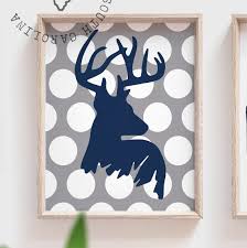 deer nursery wall art navy blue and