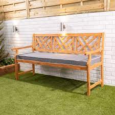 Wooden Garden Bench 3 Seater With