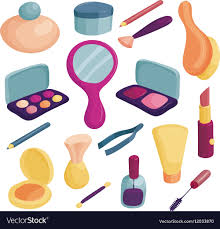 cosmetics icons set cartoon style
