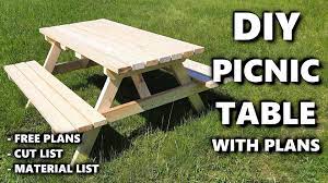 diy picnic table with free plans and