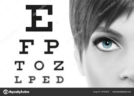 Blue Eyes Close Up On Visual Test Chart Eyesight And Eye