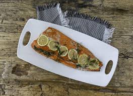 slow roasted salmon with lemon and dill