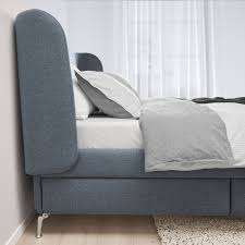 The headboard's embracing curves help you to unwind, and make lazy mornings spent in bed even cozier. Tufjord Upholstered Storage Bed Gunnared Blue Ikea Upholstered Storage Bed Upholstered Storage Storage Bed