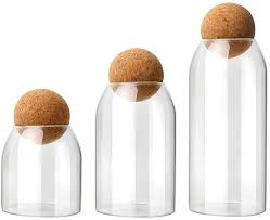 cork ball glass food storage canister
