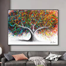 Colorful Tree Aesthetic Canvas Oil