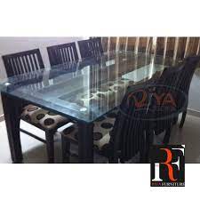 wooden glass top dining table set 6