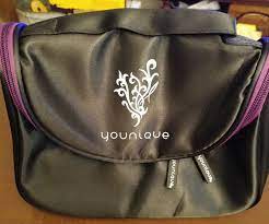 younique makeup bag black purple zipper