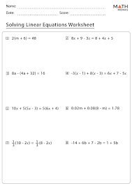 Linear Equations Worksheets With Answer Key