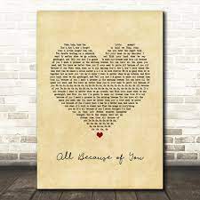 Pastebin.com is the number one paste tool since 2002. O A R All Because Of You Vintage Heart Song Lyric Print Red Heart Print