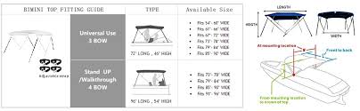 Seamander 3 4 Bow Bimini Top Boat Cover 4 Straps For Front And Rear Includes With Mounting Hardware