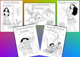 What to do with coloring pages for birthday party? Coloring Pages Birthday Party Favor Pdf File Etsy Disney Moana Birthday Party Moana Theme Birthday Moana Birthday