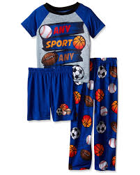 Komar Kids Boys Big 3 Piece Jersey Pajama Set All Sport Size Small 6 7