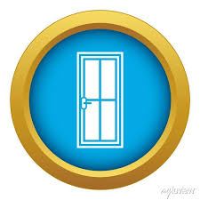 Glass Door Icon Blue Vector Isolated On