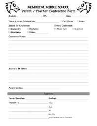 Fillable Online Sample Parent Teacher Conference Form Fax Email