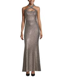 Details About Xscape Womens Dress Brown Size 8 Allover Sequin Crisscross Halter Gown 289 124