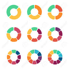 Flat Pie Chart Set In Modern Style For Web Design Or Mobile App Vector