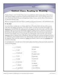 Context Clues Reading For Meaning High School Worksheets