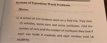 Equations Word Problems Solve