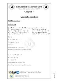 class 10 maths chapter 4 quadratic