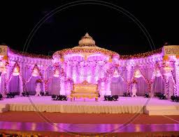 Diffrent decoration ideas of parties, inauguration & wedding reception by extreme flowers event mana. Image Of Wedding Reception Stage Decoration With Flowers And Lights Jr342714 Picxy
