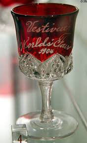 Ruby Flash Souvenir Glass Goblet From