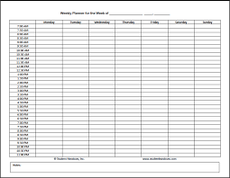 Free Printable Weekly Hourly Daily Planner Student Handouts