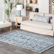 nuloom blue 5 ft x 8 ft elica geometric striped wool area rug