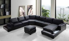 black leather u shaped sectional sofa