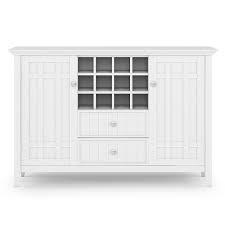 A rustic style buffet of barn wood with a worn brown finish outside and in lighter browns inside. Best Buy Simpli Home Bedford Solid Wood 54 Inch Wide Rustic Sideboard Buffet And Wine Rack White Axcbed 04 Wh