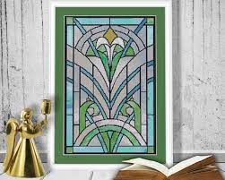 Deco Stained Glass Lily Counted Cross
