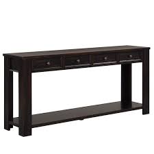 Black Rectangle Pine Wood Console Table