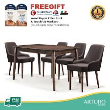 Dining table price in malaysia may 2021. Arturo Lucia Melanie Dining Set 4 Seater Dining Set Dining Table Dining Chairs Solid Wood Table Fabric Chairs Free Shipping To West Malaysia Building Materials Online