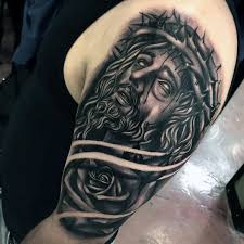 If you are into black ink and you need some tattoo ideas, you will enjoy this one. Arm Jesus Tattoo Design Tattoo Design