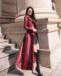 Maxi Fit And Flare Leather Trench Coat