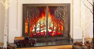 Forest Fire Fireplace Screen