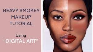 applying smokey makeup using digital