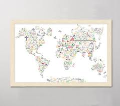 Colors World Map Framed Art