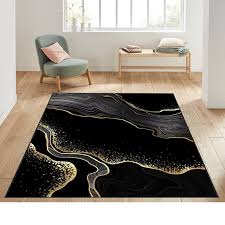 marble rug black brown and gold