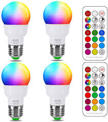 Rgb Led Light Bulb Color Changing Light Bulb 40w Equivalent 450lm 2700k Warm White 5w E26 Screw Base Rgbw Flood Light Bulb 12 Color Choices Timing Infrared Remote Control 4 Pack Amazon Com