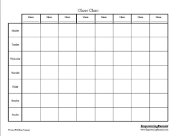 Blank Monthly Chore Chart Printables And Charts In Blank