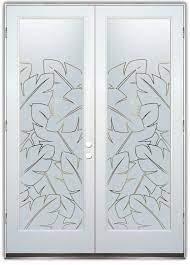 Frosted Glass Doors Banana Leaves