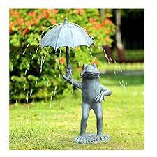 Topyy Frog With Umbrella Garden Statue