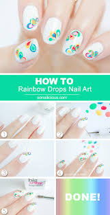 rainbow drops drag marble nail art