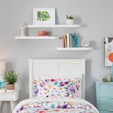 White Wood Floating Wall Shelf Set