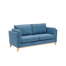 Blue Chenille Fabric Straight Sofa