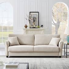3 seater sofa modern beige linen sofa