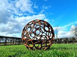 Rusted Metal Garden Ball Globe